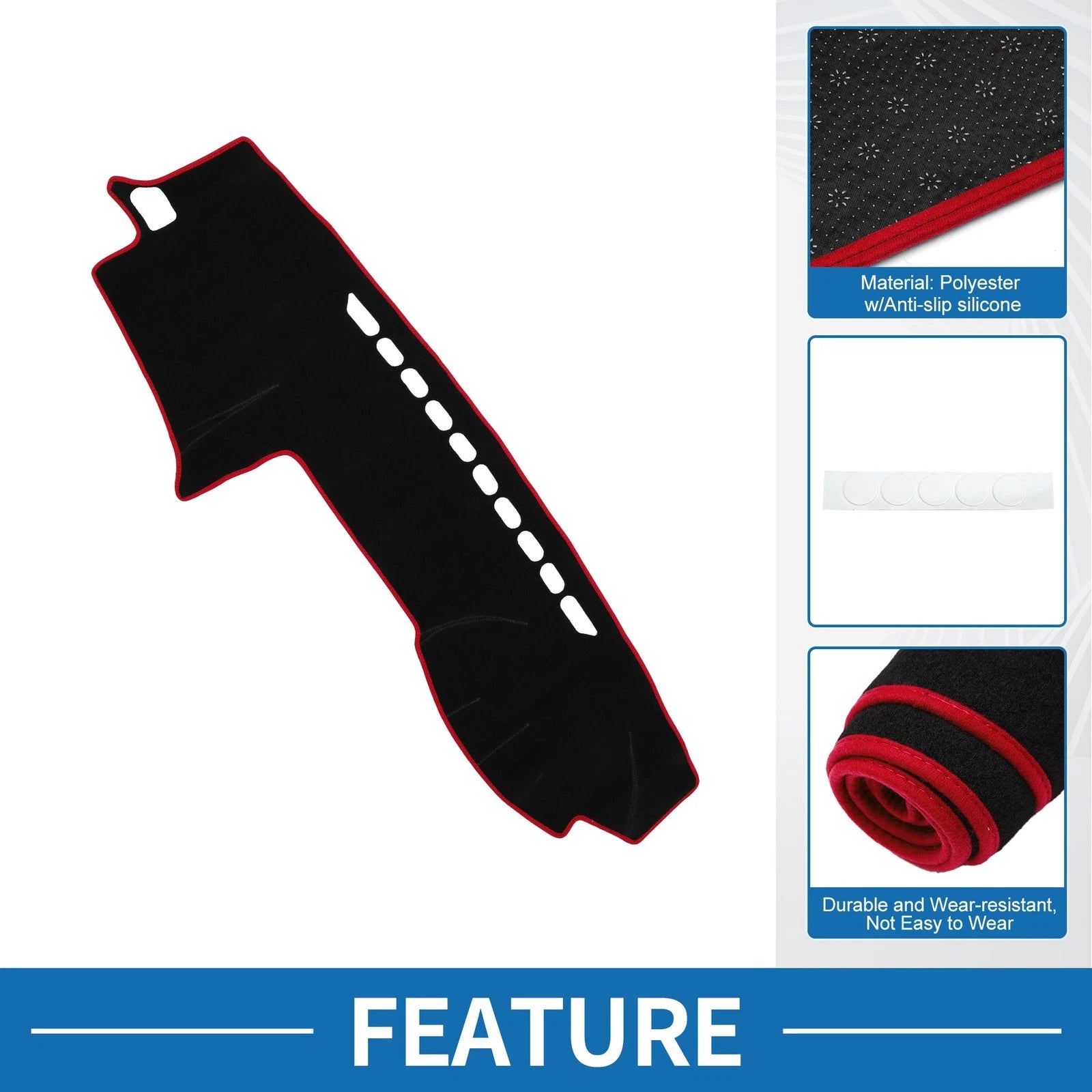 Dashboard Cover Mat for Toyota Land Cruiser Prado J120 (2003–2009) Black Red