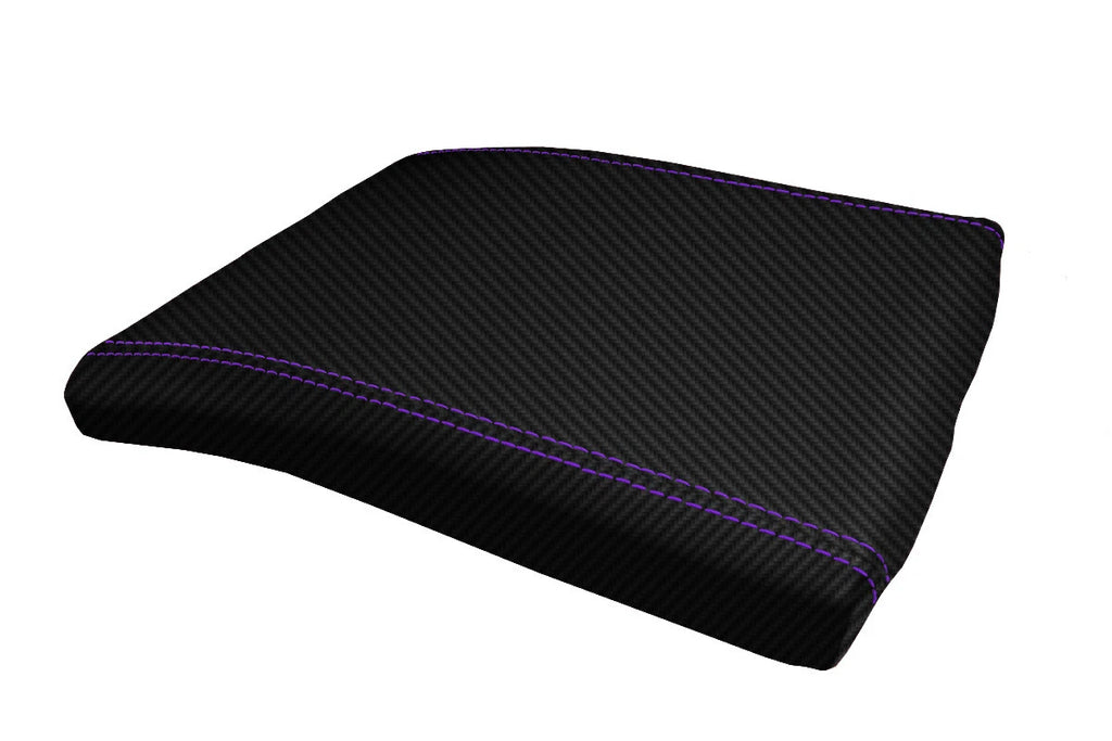 Console Lid Jump Seat Cover for Ford F150 (2004–2008) Carbon Fiber Purple Stitch