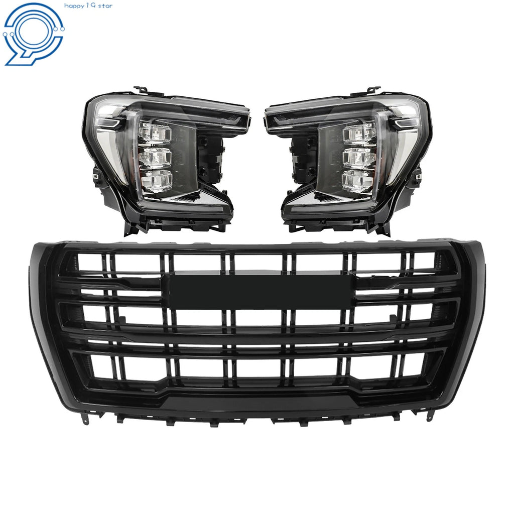 Set of 2 Black Housing LED Headlights for GMC Yukon (2021–2023)