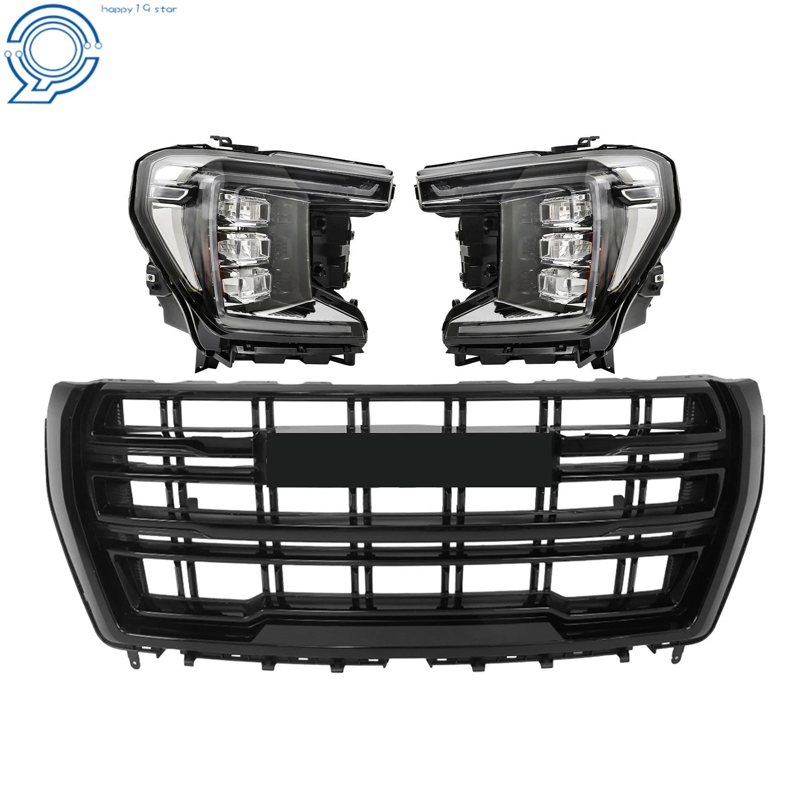 Set of 2 Black Housing LED Headlights for GMC Yukon (2021–2023)
