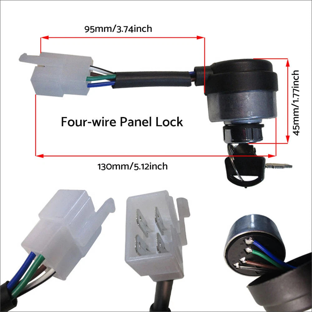 4 Wire Pin Key Ignition Switch for Chinese Gasoline Generator (2KW, 3KW)