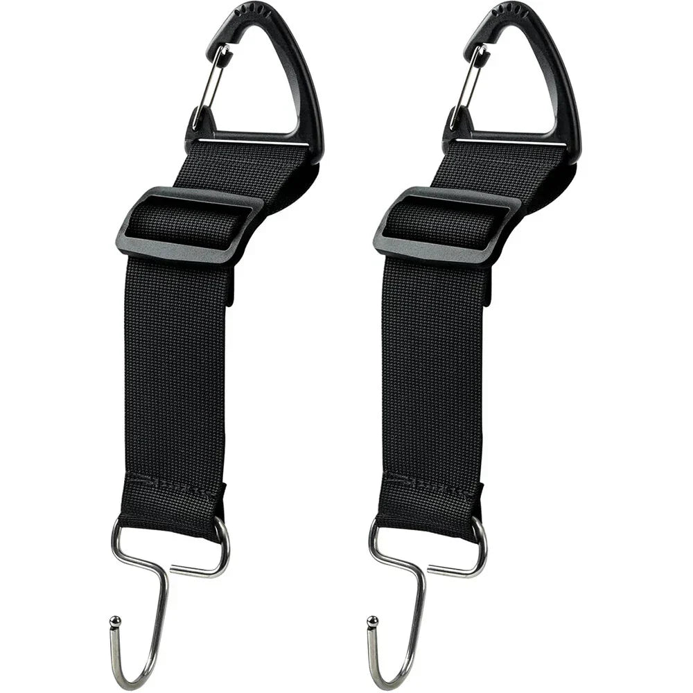 Heavy-Duty Universal Car Seat Headrest Hook Strap - Quick Release - Black
