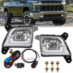 2X Front LED Fog Lights with Switch & Wiring Kit for Chevy Silverado (2019–2023)
