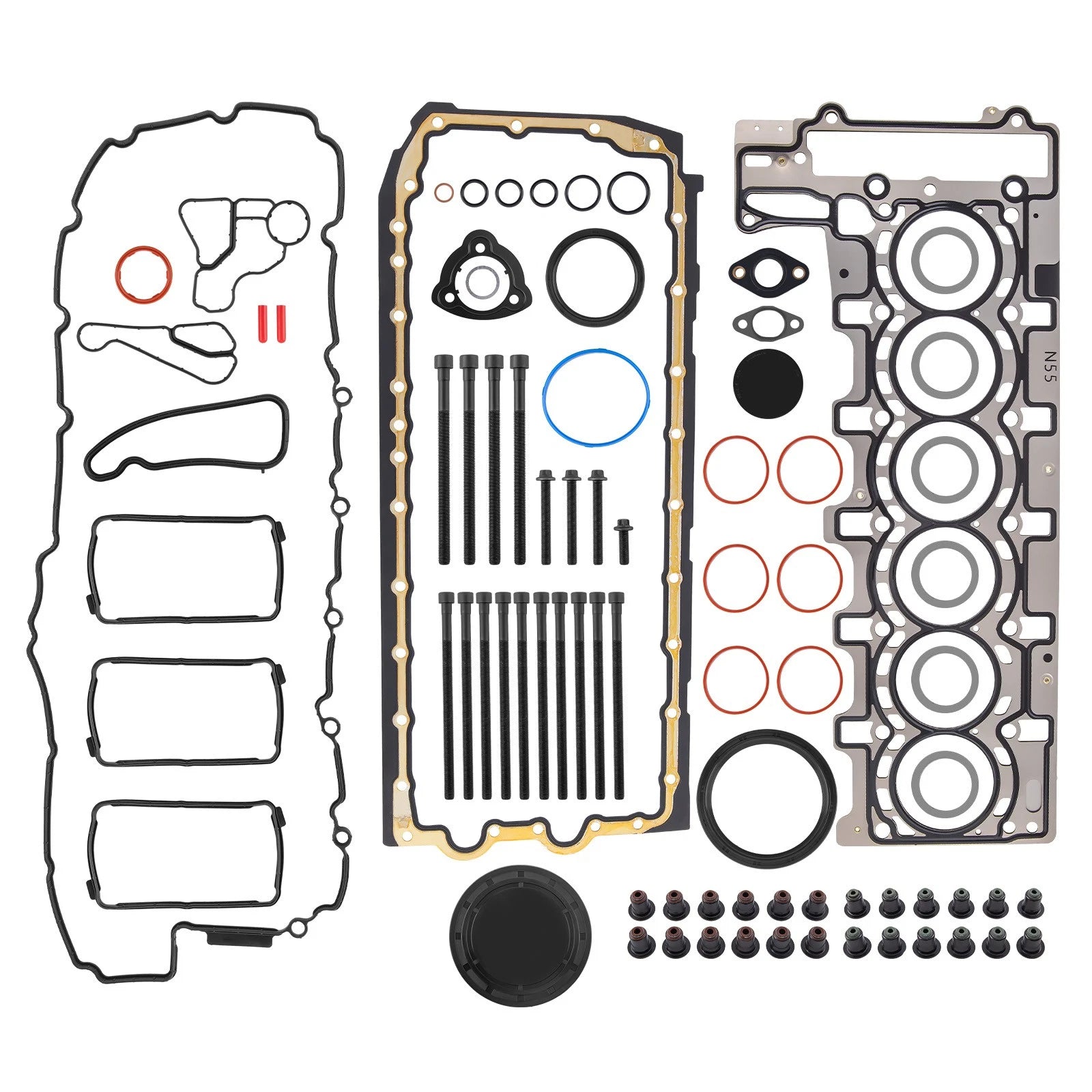 N55 3.0L Engine Rebuild Gasket Seals Kit w/ Head Bolts for BMW 335i X3 X5 X6 (2007–2013)