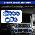 8 Pcs Blue AC Radio Switch Knob Cover for Chevy Silverado, GMC Sierra (2014–2018)