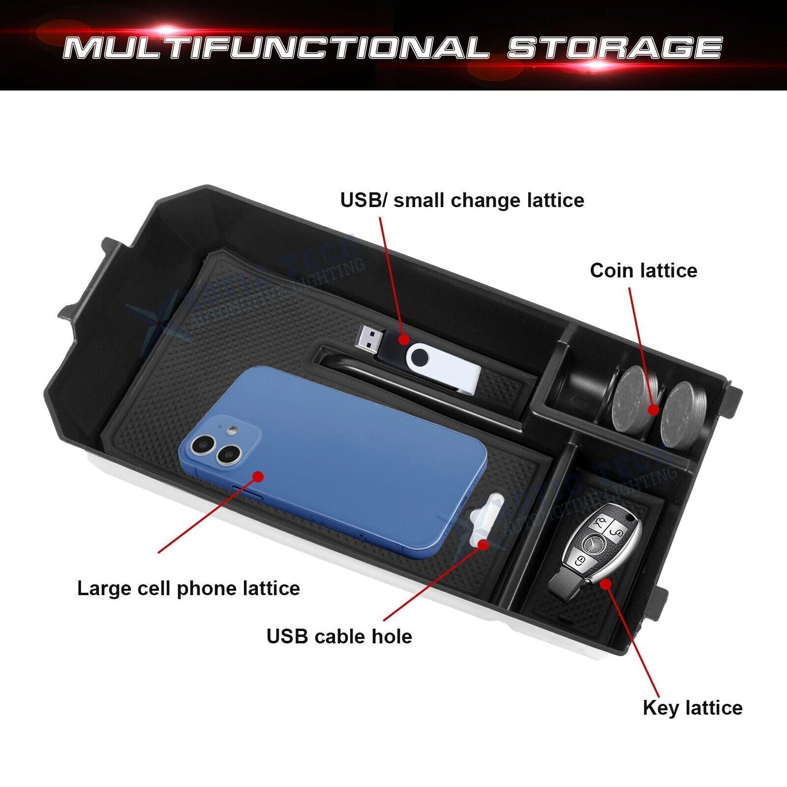 Centre Console Secondary Storage Box Organizer Tray for Mercedes W205 X253 (2014-2026)