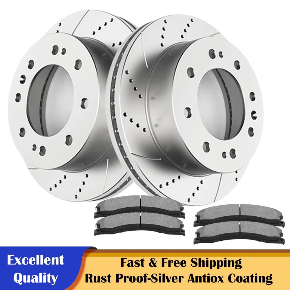 Front Drilled Rotors Brake Pads for Chevrolet Silverado GMC Sierra (2001–2019)