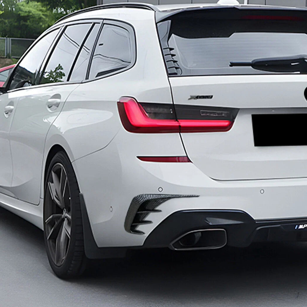 Black Carbon Style Trim Canards for BMW 3-Series Estate (2019–2022)