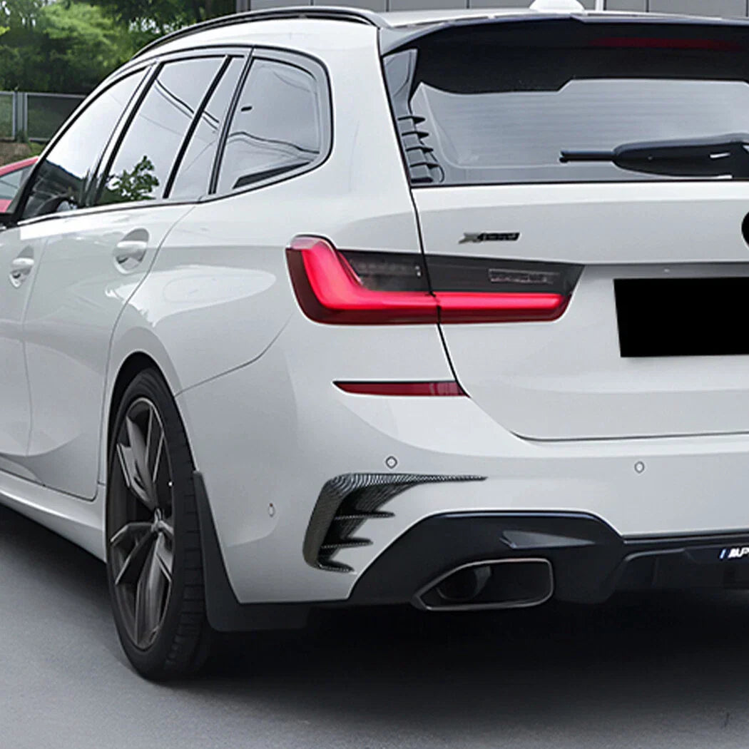 Black Carbon Style Trim Canards for BMW 3-Series Estate (2019–2022)