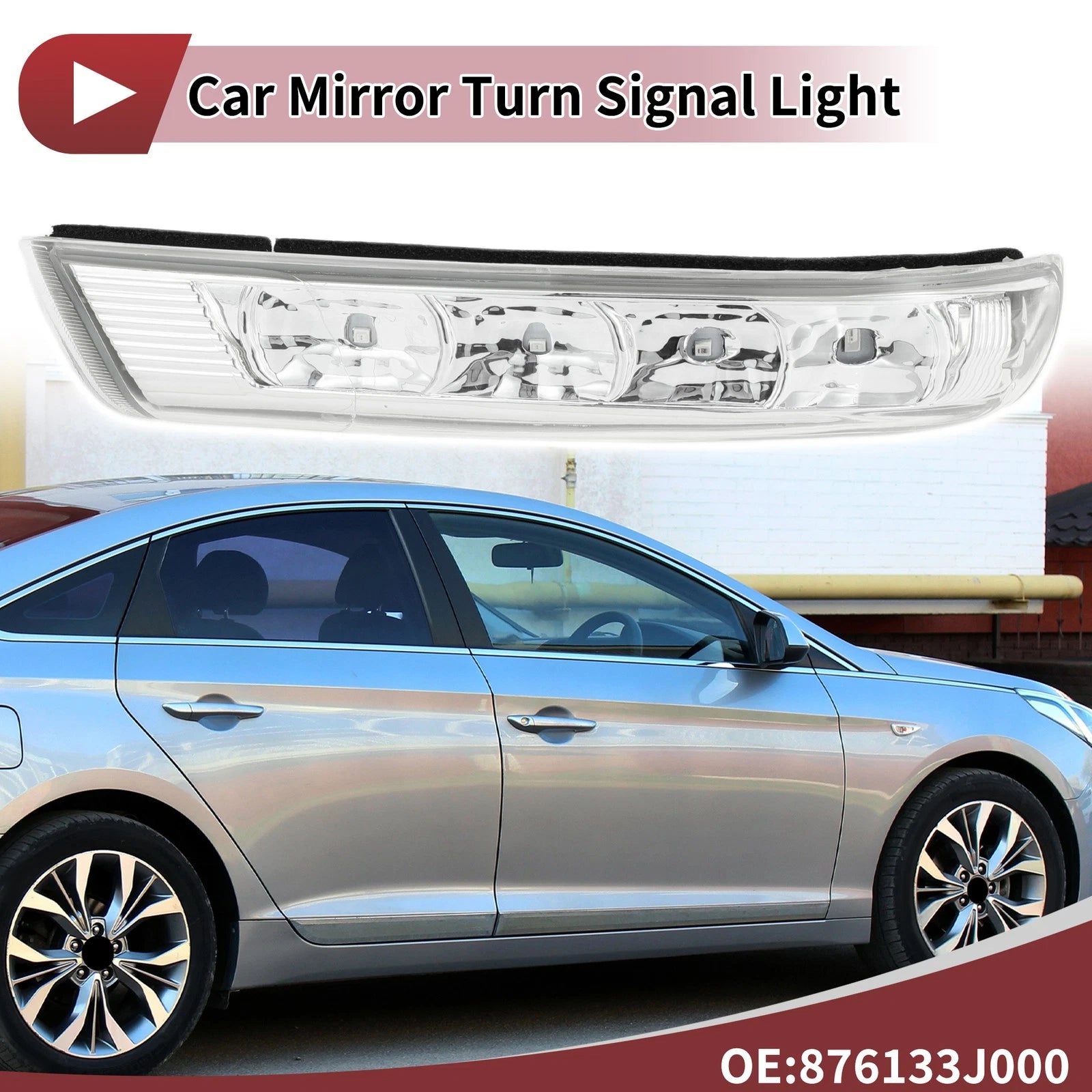 Mirror Turn Signal Light for Hyundai Santa Fe (2013–2018) No. 876133J000 Left Gray Clear