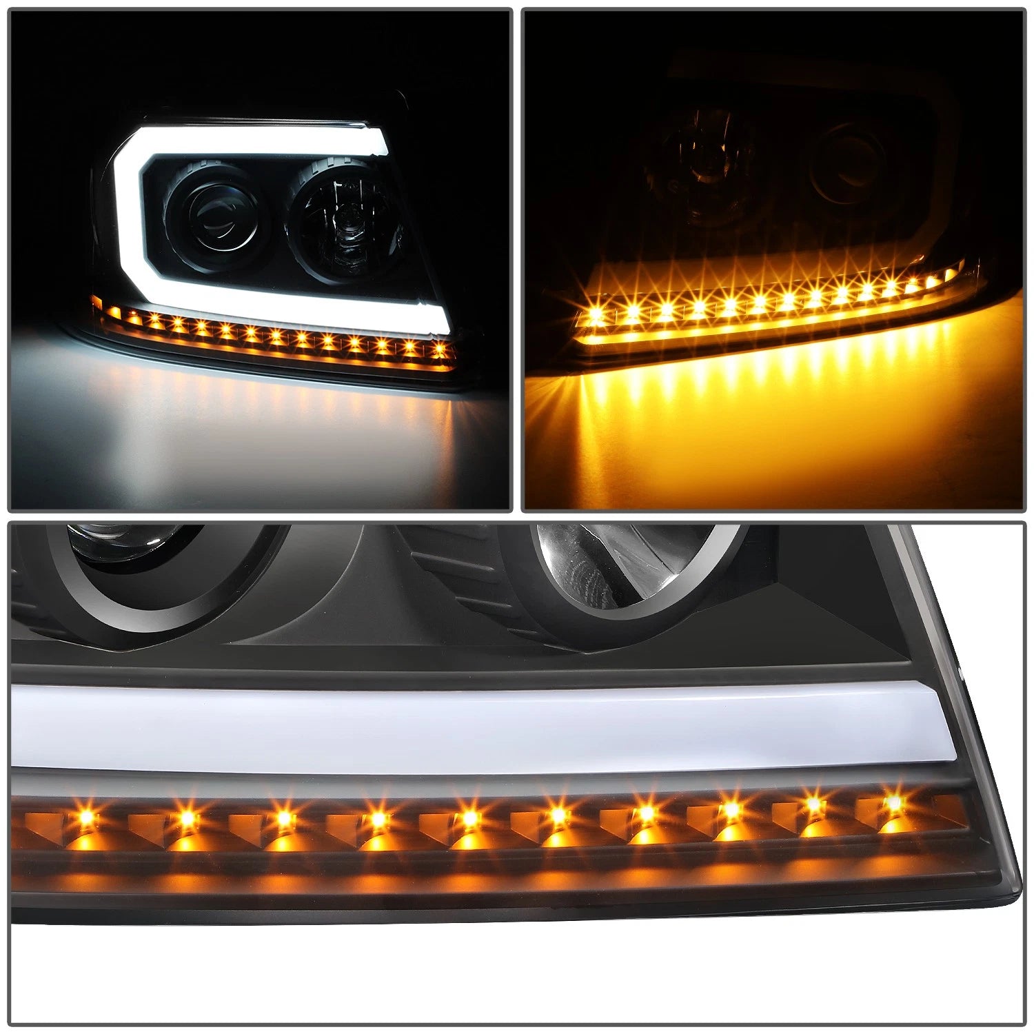 LED DRL Sequential Signal Projector Headlights for Ford F150 (2004–2008)