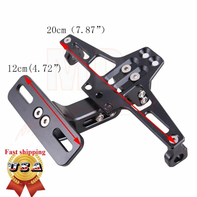 Fender Eliminator License Plate Holder Bracket with LED Tail Lights for Motorcycle