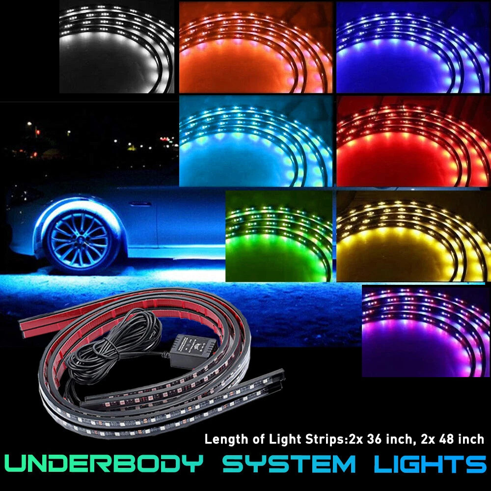 4X RGB Under Car Strip Light Kit for Universal Vehicles 