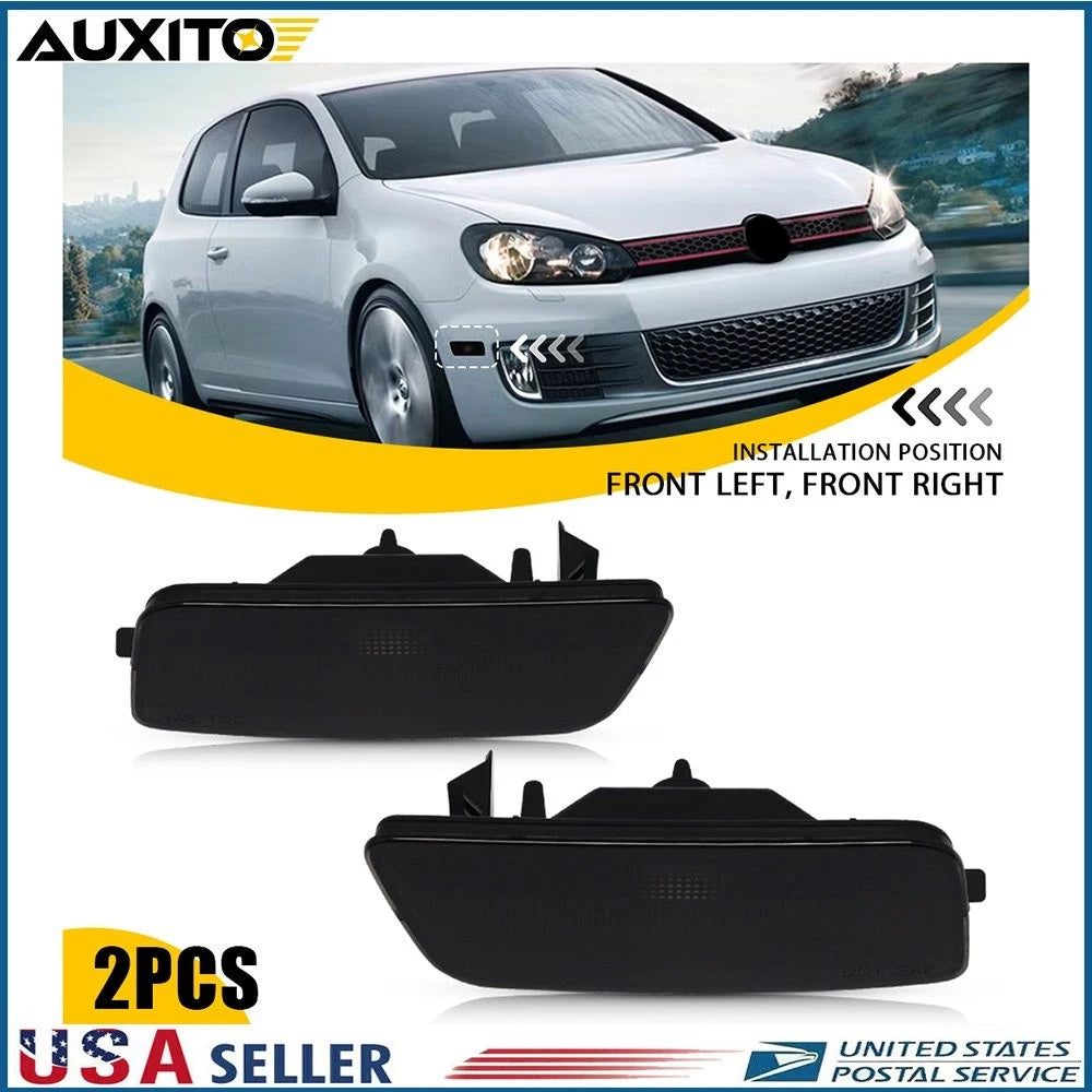 2X Smoke Lens Front Bumper Side Marker Lights for VW MK6 Golf GTI (2010–2014)