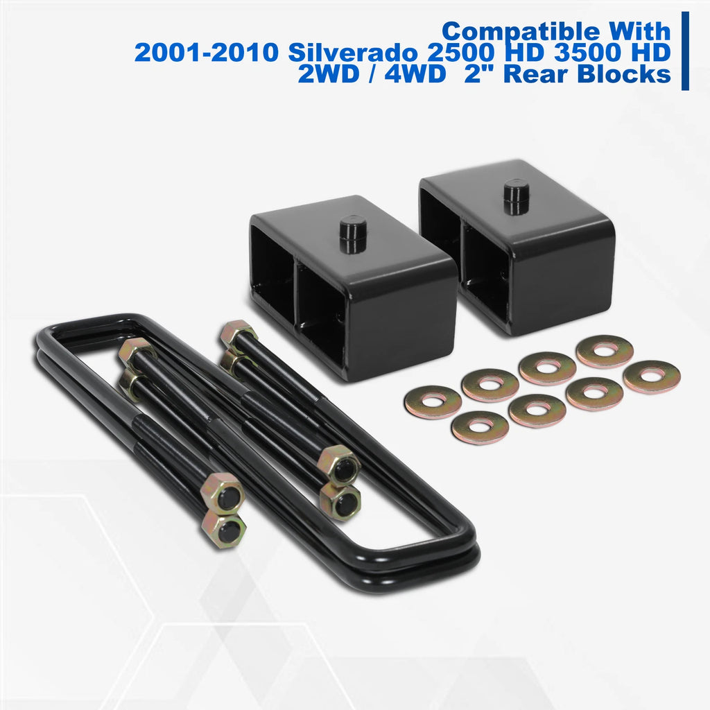 2" Rear Leaf Spring Leveling Block Lift Kit for Silverado Sierra (2000–2010)