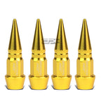 Set of 4 45mm Gold Spiky Tire Rim Air Valve Dust Covers for Universal Fit