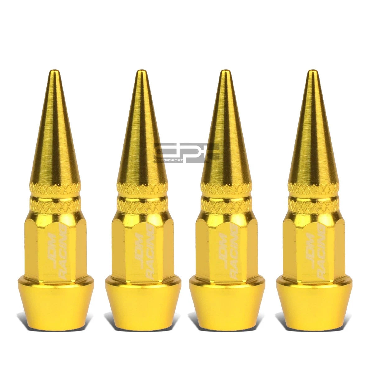 Set of 4 45mm Gold Spiky Tire Rim Air Valve Dust Covers for Universal Fit