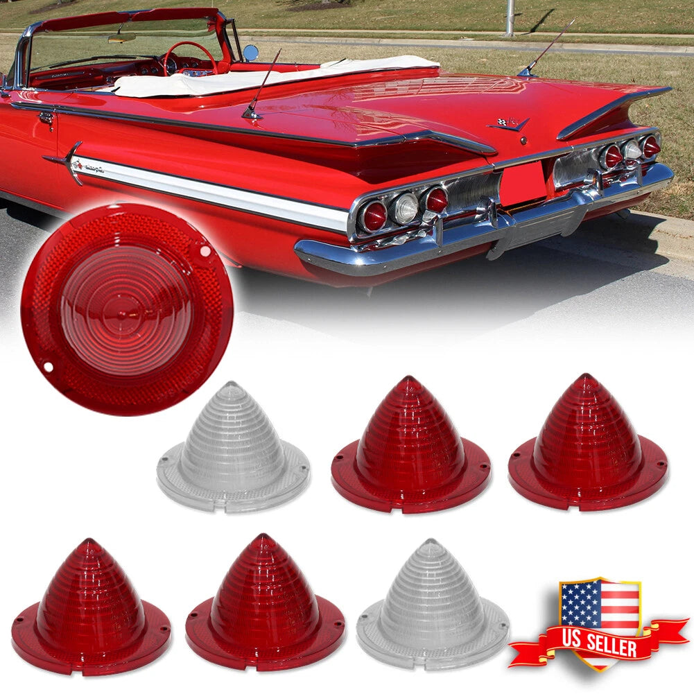 Set of 6 Rear Backup & Tail Light Lenses for Chevrolet Impala Bel Air Biscayne El Camino (1960–1961)