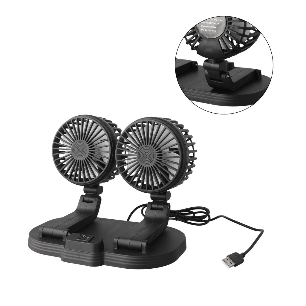 Dual Head Car Fan for Quick Cooling in Vehicles (Universal Fit)