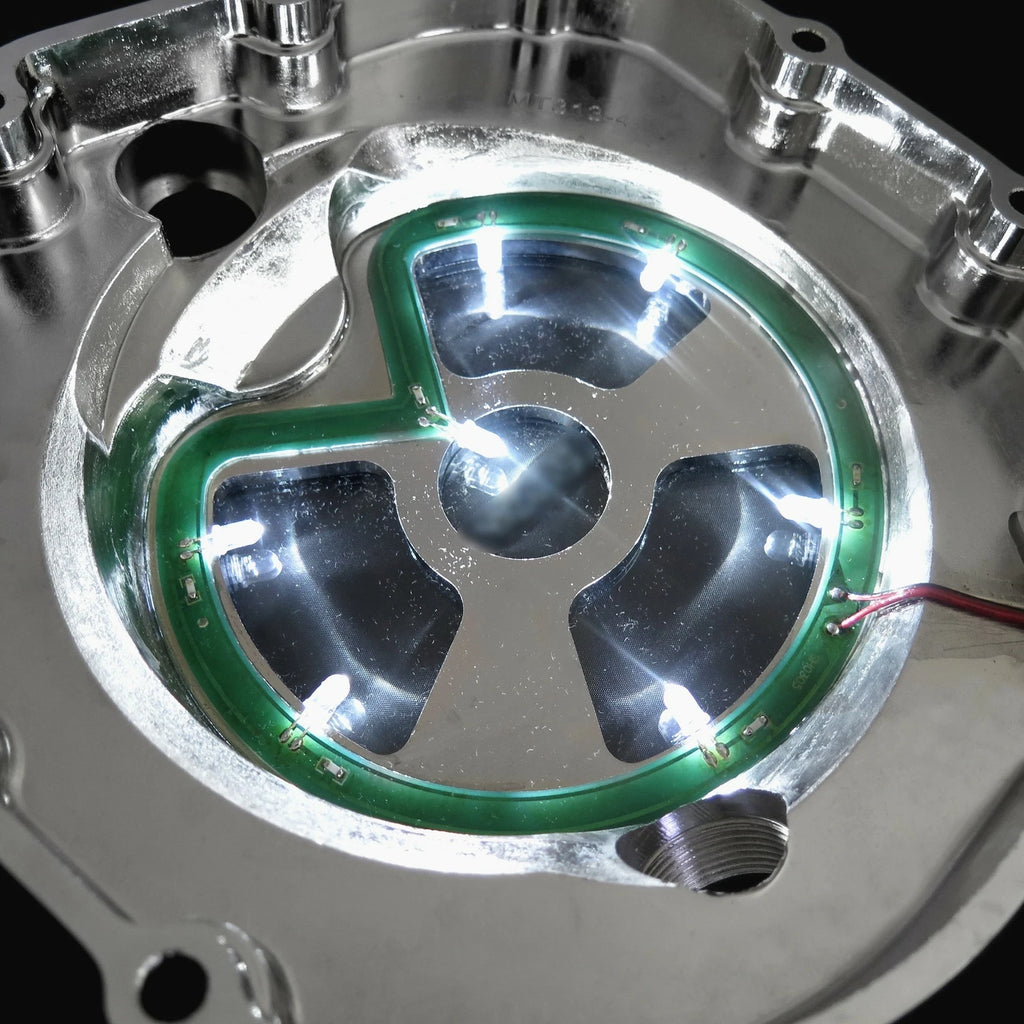 Chrome Engine Clutch Cover with White LED for Kawasaki ZX-14R (2006–2014)