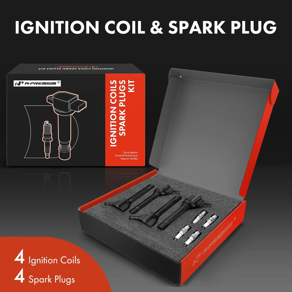 Set of 4 Ignition Coils & Iridium Spark Plugs for Jeep Renegade (2015–2018)