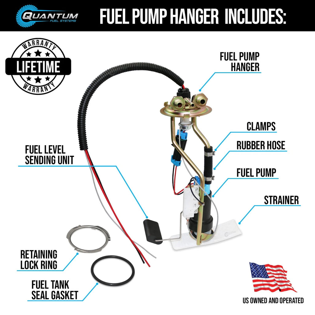 Fuel Pump +AN Hanger for Chevy C10 (1975–1986) F90000267 TCD470 525LPH