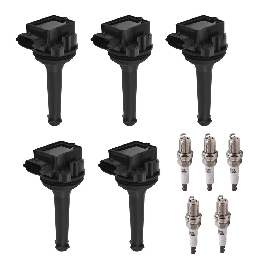 Set of 5 Ignition Coils & Spark Plugs for Volvo C70 S60 S70 S80 V70 XC70 XC90