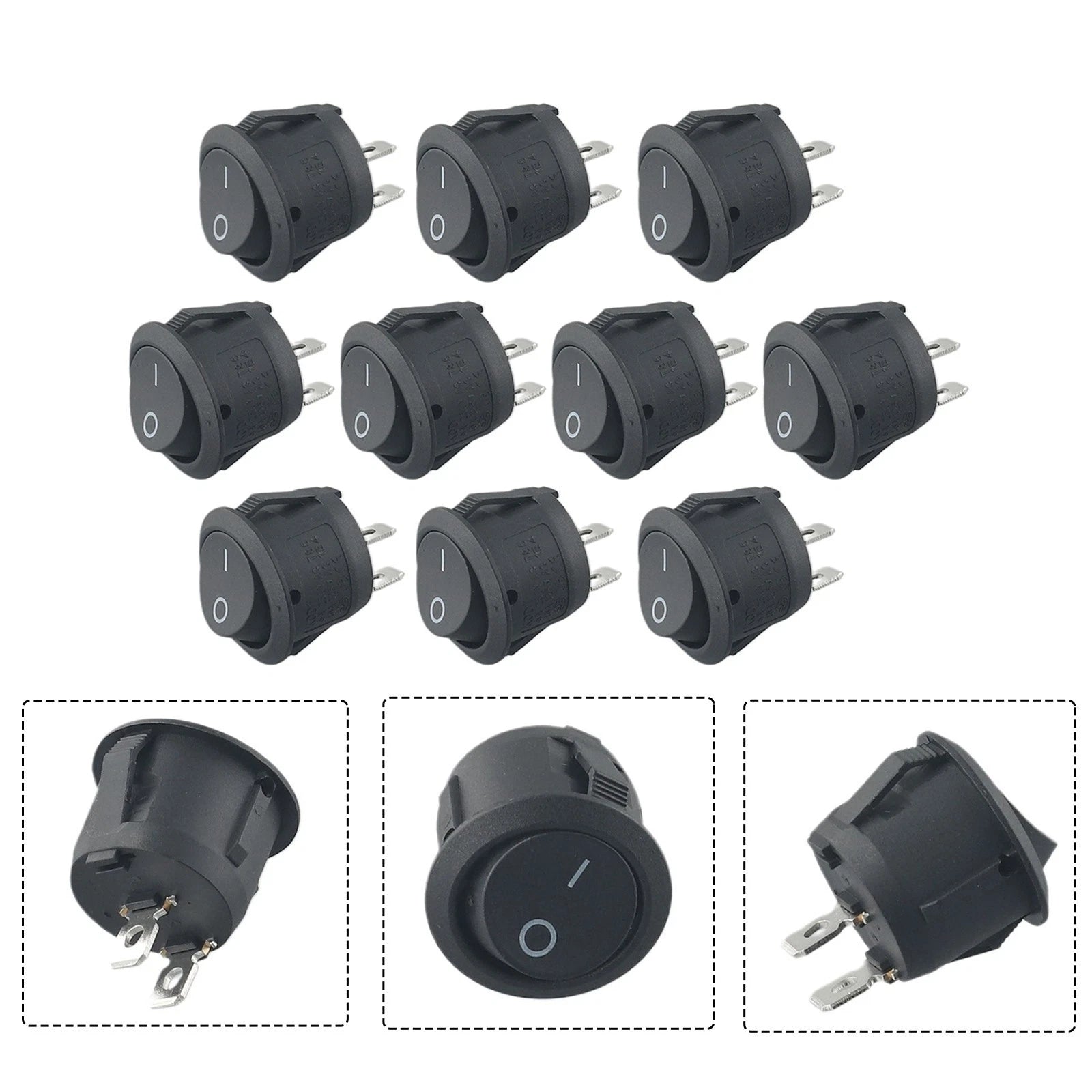 10PCS 23mm Rocker Switches for Camper Van/Motorhome/Boat (12V SPST ON/OFF)