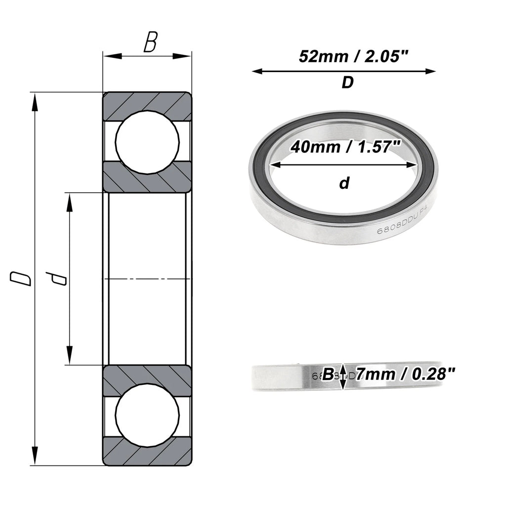 Deep Groove Ball Bearing P4 for Scooter Skateboard Wheel (40x52x7mm)