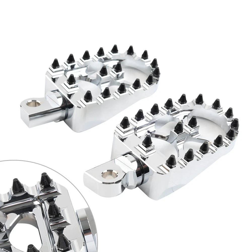 Wide Fat Foot Pegs for Harley Dyna Sportster Fatboy (Chrome)