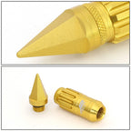 16 Pcs J2 7075 Forged Aluminum M12x1.5 Spiky Cap Lug Nut Set Gold