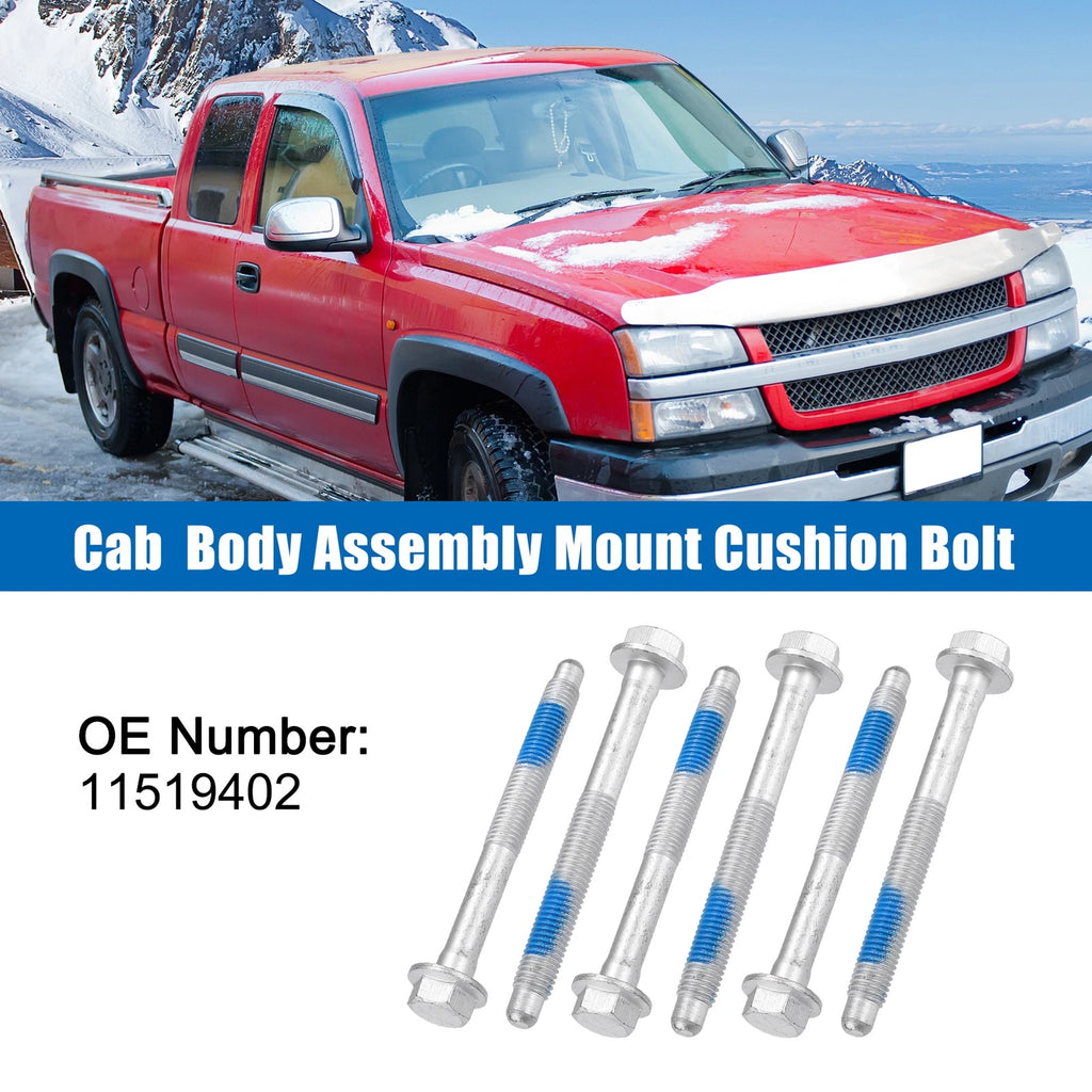 Set of 6 M12x1.75 Car Mount Cushion Bolts No.11519402 for Chevrolet Silverado 1500 (2014–2023)
