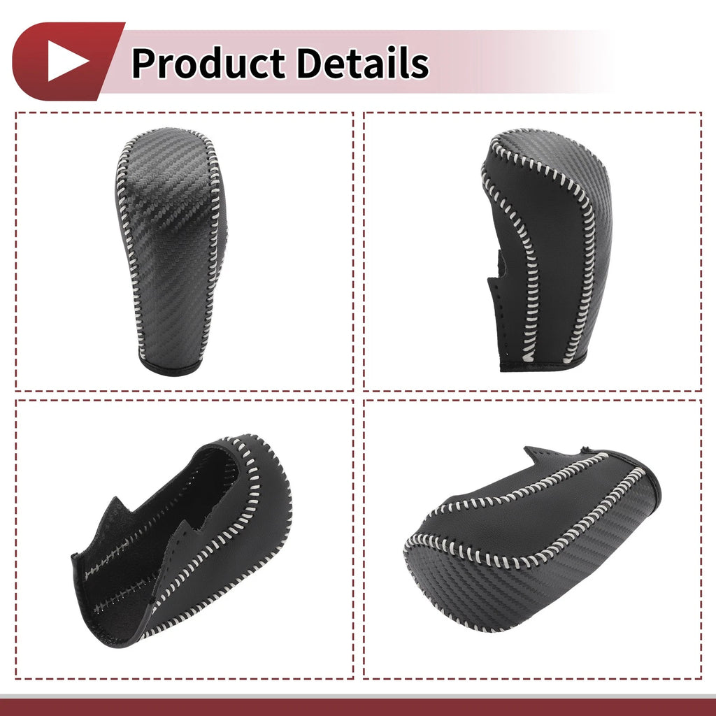 1 Pc Gear Shift Knob Cover for Ford Fiesta (2009–2012) Black Beige Faux Leather