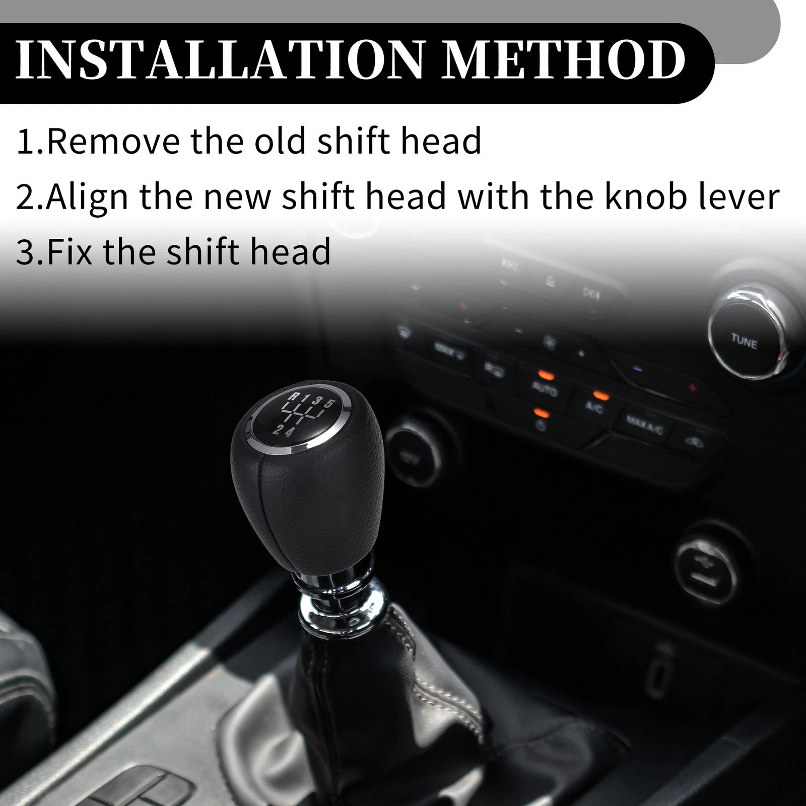 5 Speed Manual Gear Shifter Knob for Chevrolet Cruze (2008–2012) Black Leather