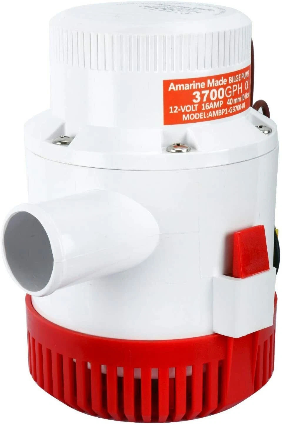 12V 3700GPH Electric Bilge Pump for Marine Boats (Non-Automatic)