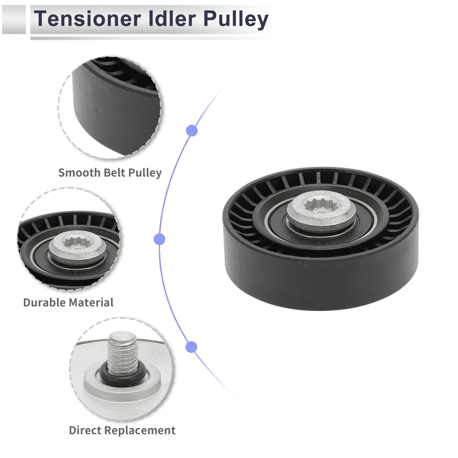 Drive Belt Idler Pulley for Audi A6 (2018–2024) No. 06M260938E Black 1 Pc