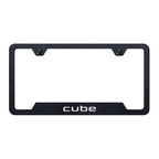 Textured Black Laser Etched Cutout Bottom License Plate Frame for Nissan Cube