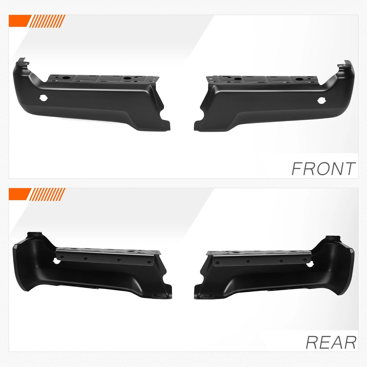 Set of 2 Rear Bumper End Caps for Ford F250 F350 F450 (2017–2022) w/ Park Sensor Holes Black