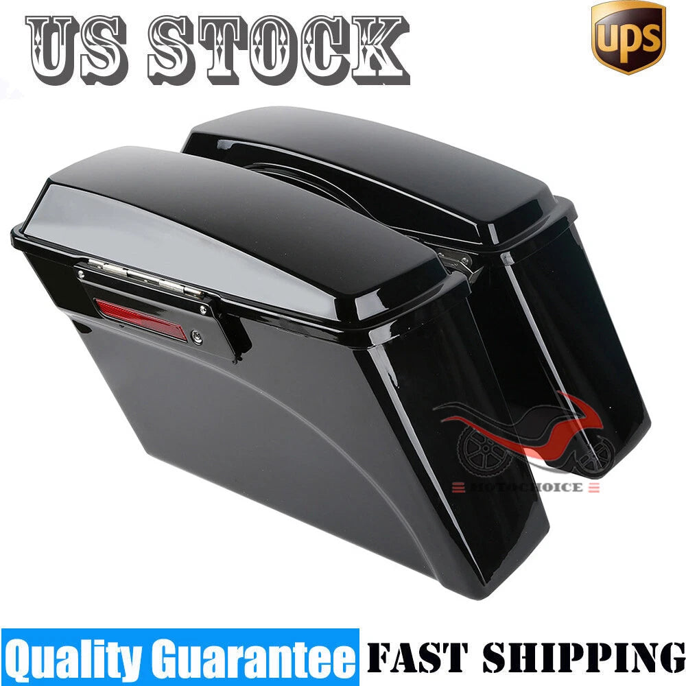 Black Hard Saddle Bags for Harley Touring Road King Glide (1994–2013)