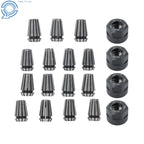 Set of 19 ER11 Collets with M14 Nuts for Micro Machining