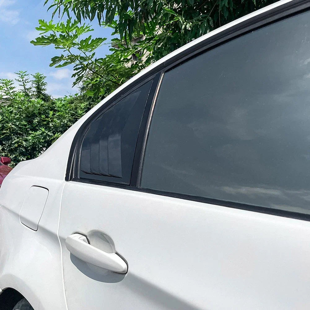 2 x Gloss Black Rear Side Glass Shutter Covers for Car
