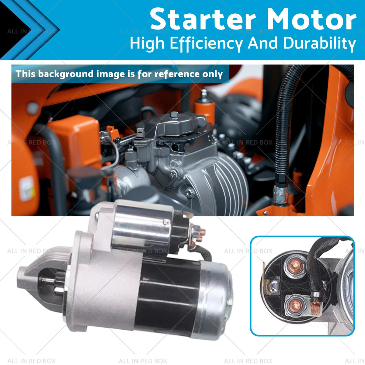 Starter Motor for Kubota Tractors 25HP 27HP 30HP 32HP (2NJ-0HA-X08, 12V)