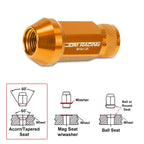 20Pc M12X1.25 Orange JDM Open End Cone Hex Wheel Lug Nuts + Extension 25mmx50mm