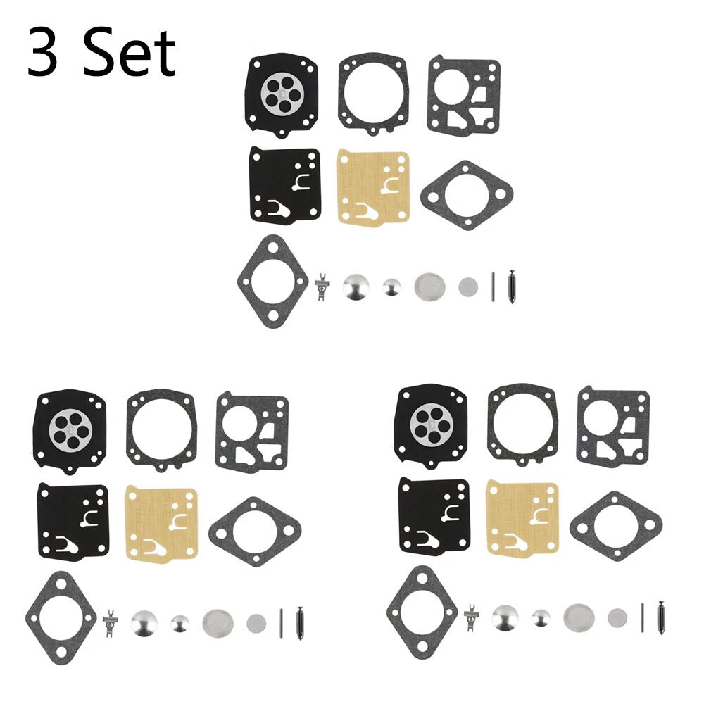 Set of 3 Carburetor Carb Kits for Tillotson Homelite X-12 Super XL (RK-23HS, RK-17HS)