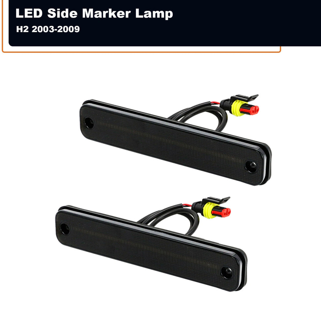 Set of 2 Front Amber LED Fender Side Marker Signal Lights for Hummer H2 (2003–2009)