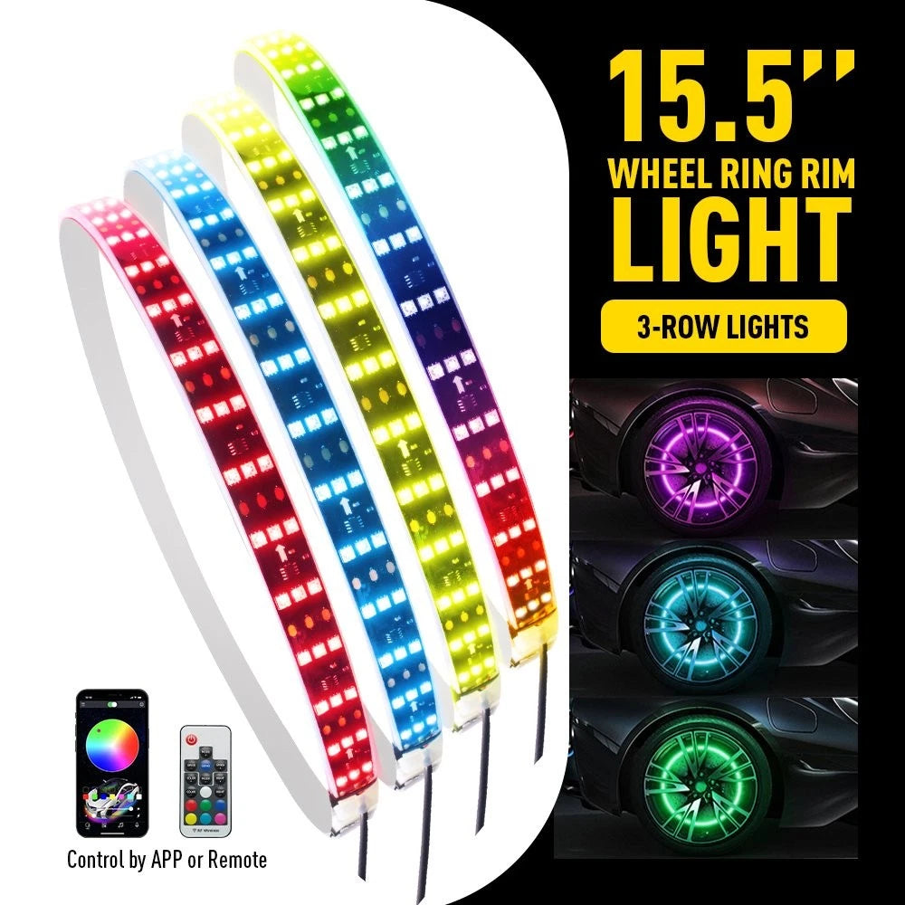4X 15.5'' RGB LED Wheel Ring Lights for Truck Car (Bluetooth Control)