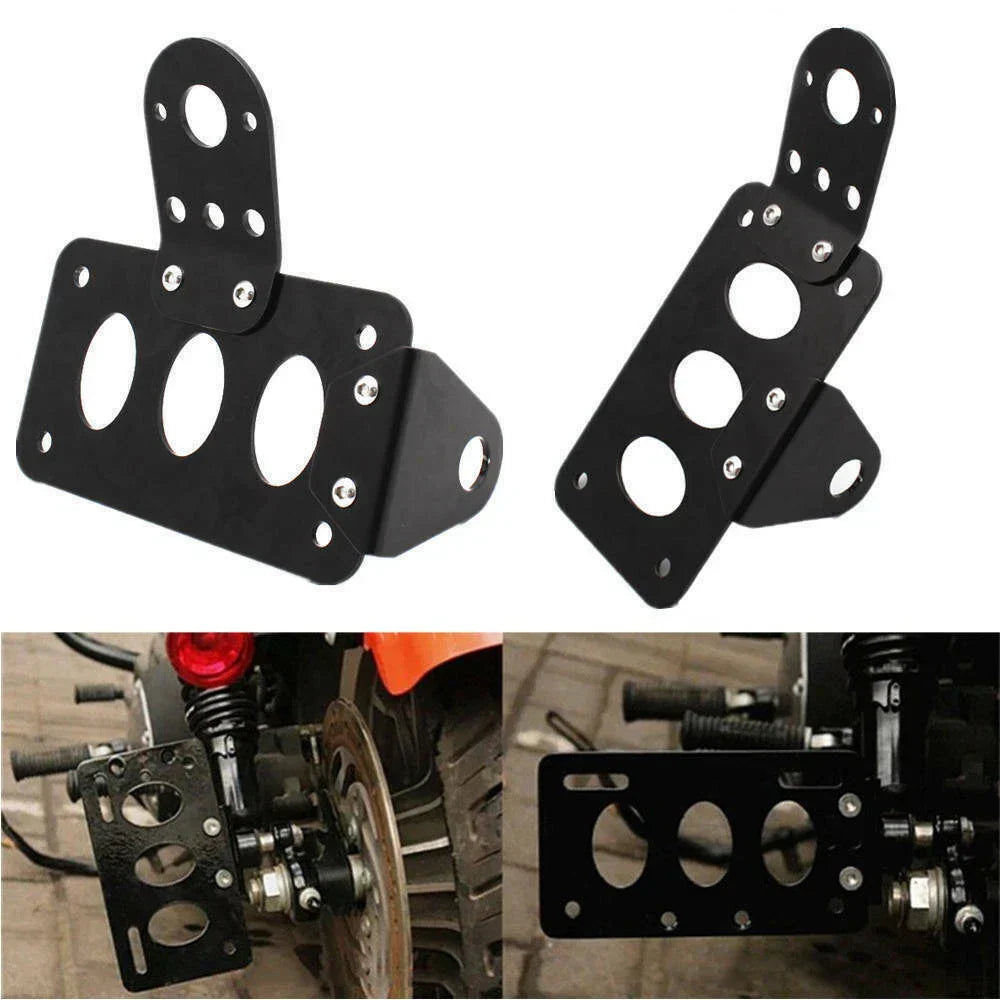 Metal Side Mount License Plate Holder Tail Light Bracket for Motorcycle
