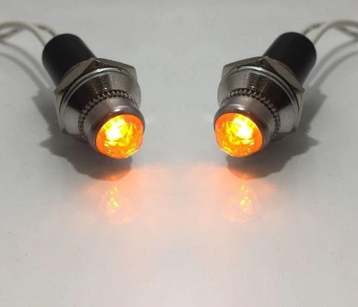 Amber Pilot Dash Indicator Warning Light 12V for Classic Hot Rod (–)