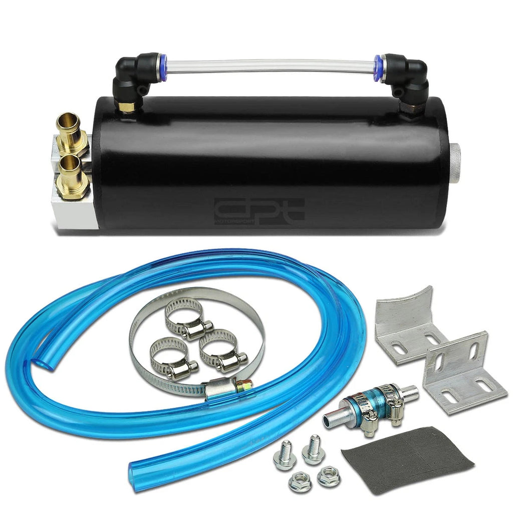 Billet Aluminum Round Black Engine Oil Catch Tank Reservoir for