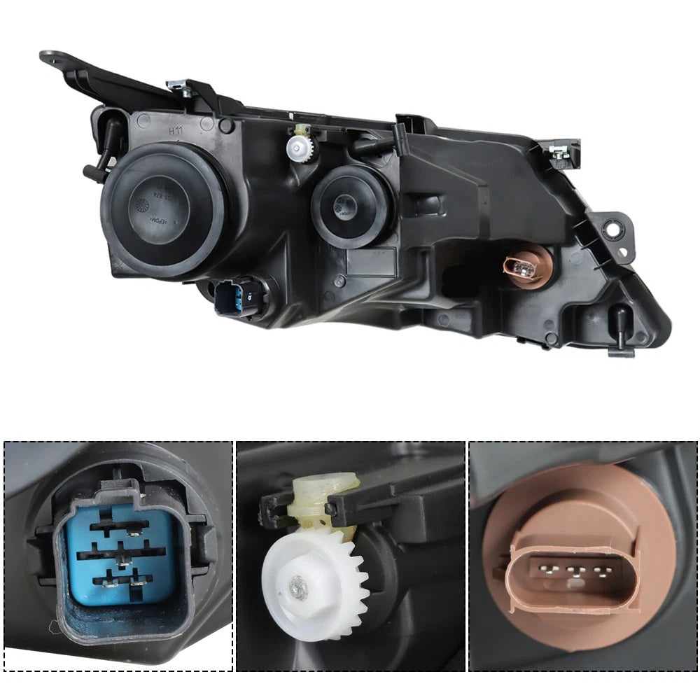 Headlight LH for Ford Fusion (2010â2012) Black Halogen Projector Clear Lens